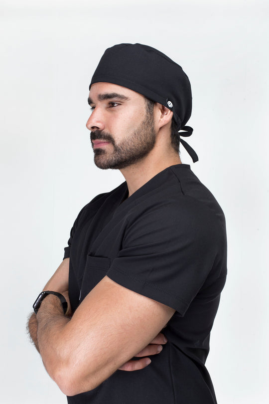 Man wearing Black Men’s Surgical Cap by Work &amp; Chill