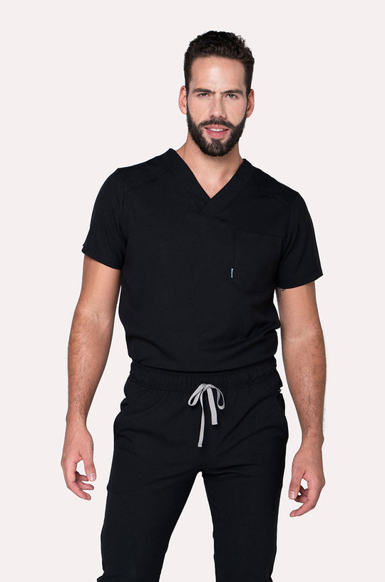Man wearing Fresh Black Scrub Top by Work &amp; Chill