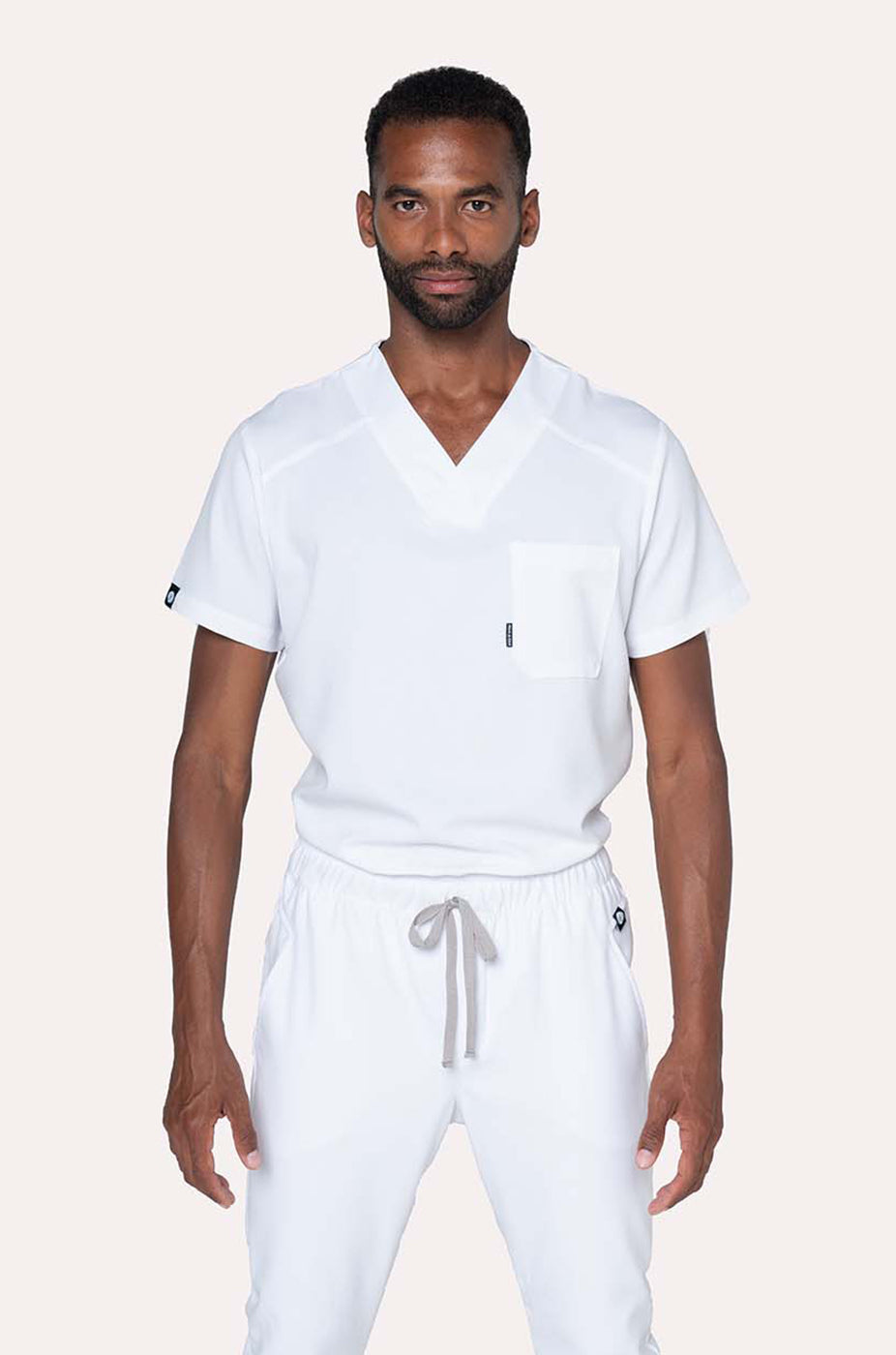 Man wearing Fresh White Scrub Top by Work &amp; Chill