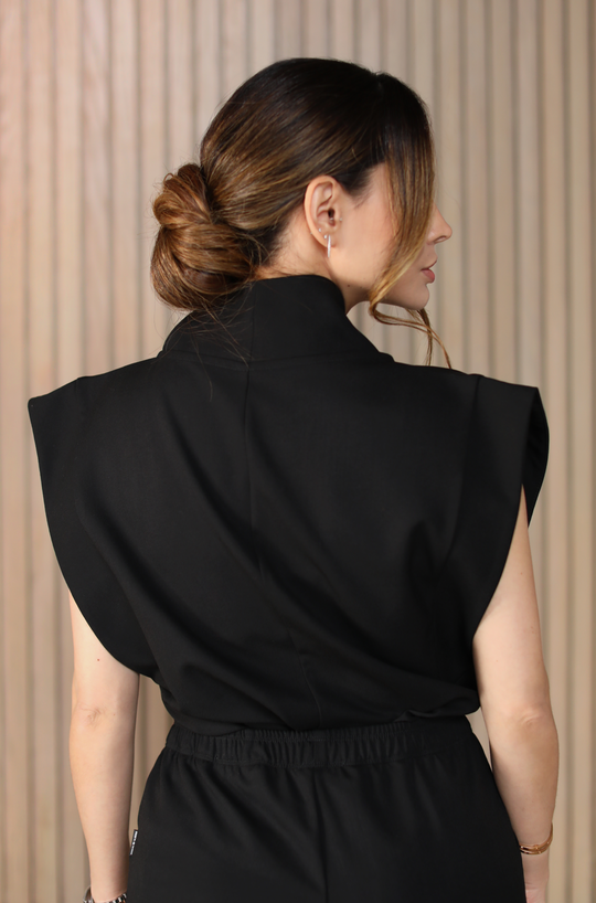Back view of Kate Black Scrub Top by Work &amp; Chill