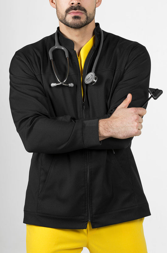 Man wearing Men’s Black Work Coat by Work &amp; Chill